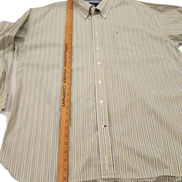 Tommy Hilfiger Men's Green Striped 80's 2 Ply Fabric Button Down Shirt Size XXL - Picture 13 of 15